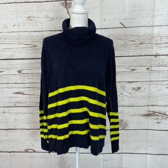 Vince Camuto Striped Chenille Knit Dolman Sleeve Ribbed Trim Turtleneck … - Picture 3 of 8